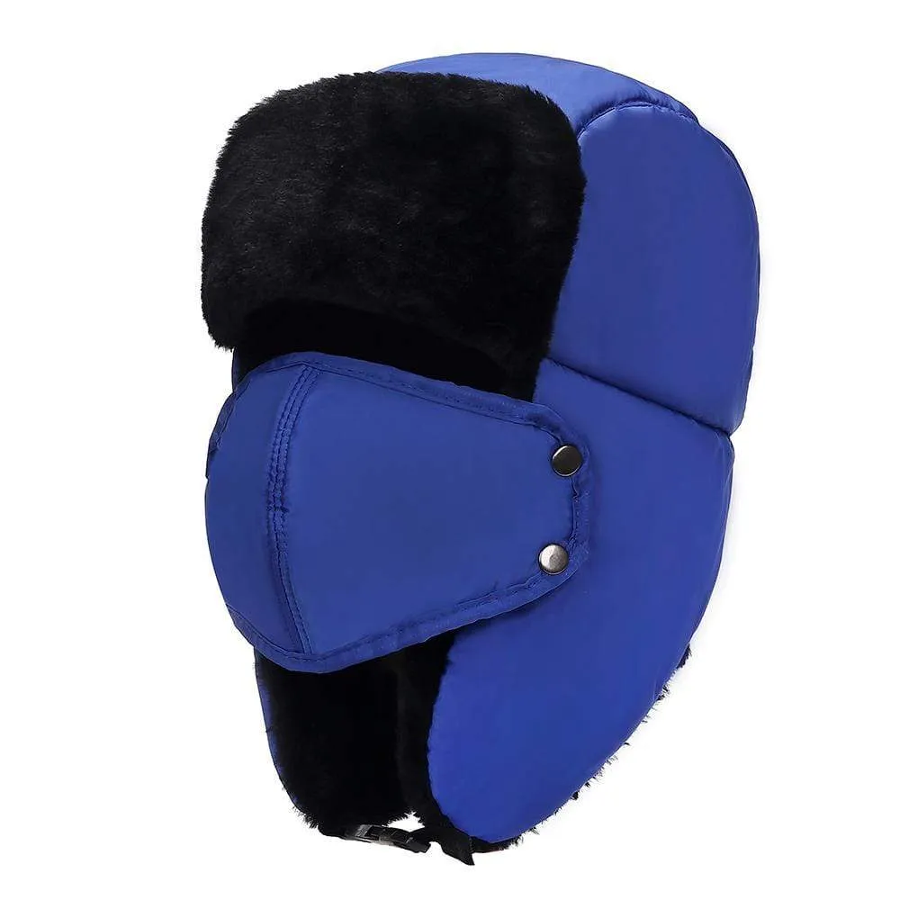 BravemanÂ Unisex Trapper Eskimo Fur-Lined Winter Hunting Hat with Ear Flaps and Removable Mask